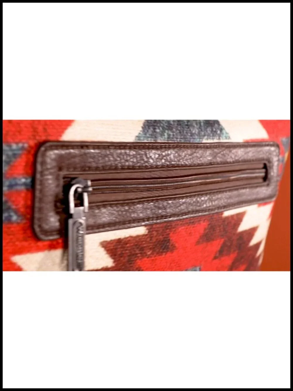 Canvas Tote Bag with Leather Handles, Aztec Print, Large Capacity for Work &